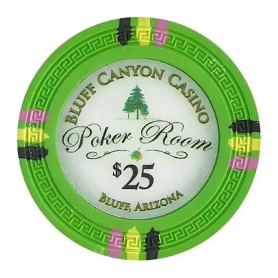 Slickblue 13.5-Gram Clay Poker Chips 25-Pack, Greek Key Mold, Casino Game Chips, Bluff Canyon Style, $1-$10K image {3}