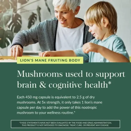 Gaia Herbs Lion&rsquo;s Mane Mushroom - Brain and Nerve Support Supplement to Help Maintain Neurological Health - 40 Vegan Liquid Phyto-Capsules image {4}