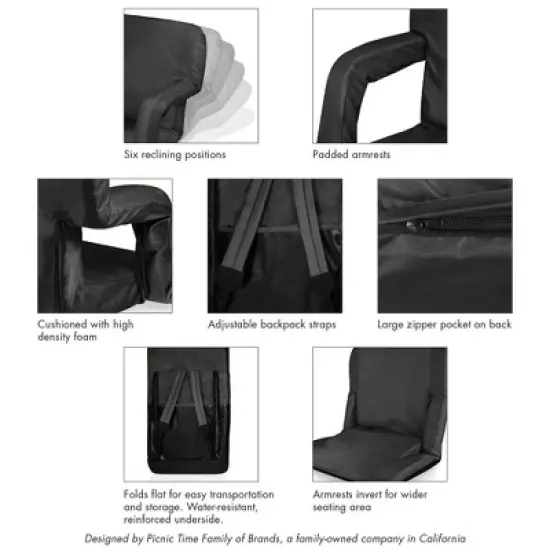 Picnic Time Ventura Stadium Seat - Black image {6}