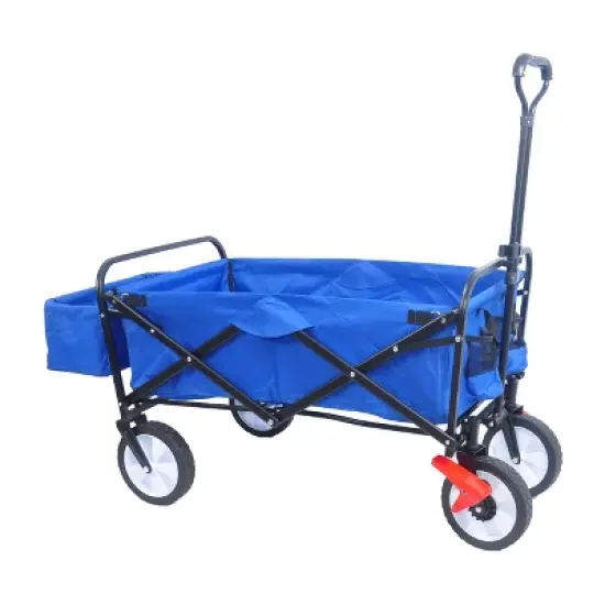 Folding Wagon Garden Shopping Beach Cart (Blue colour) image {2}