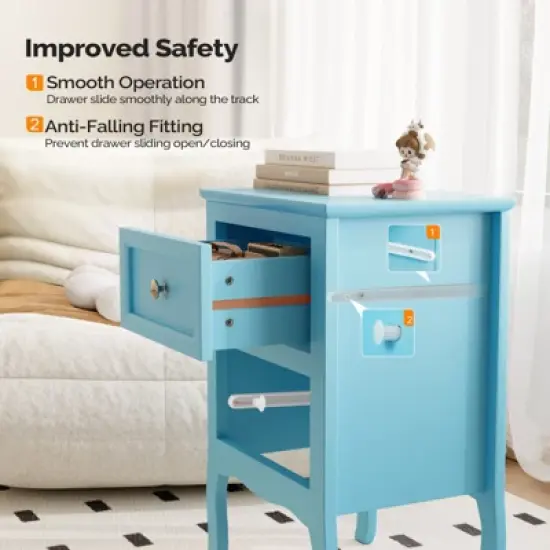 Bonnlo Nightstand with 2 Drawers, Night Stands for Bedrooms, Small Bed Side Table/White Night Stand with Drawers for Small Spaces image {5}