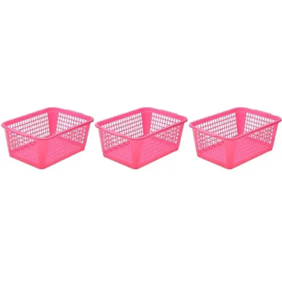 YBM HOME Plastic Perforated Storage Basket Bin Office Drawer, Shelf Desktop CountertopTray Organizer 32-1184, Pack of 3 image {12}