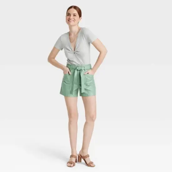 Women's Short Sleeve V-Neck Linen T-Shirt - A New Day&trade; image {2}