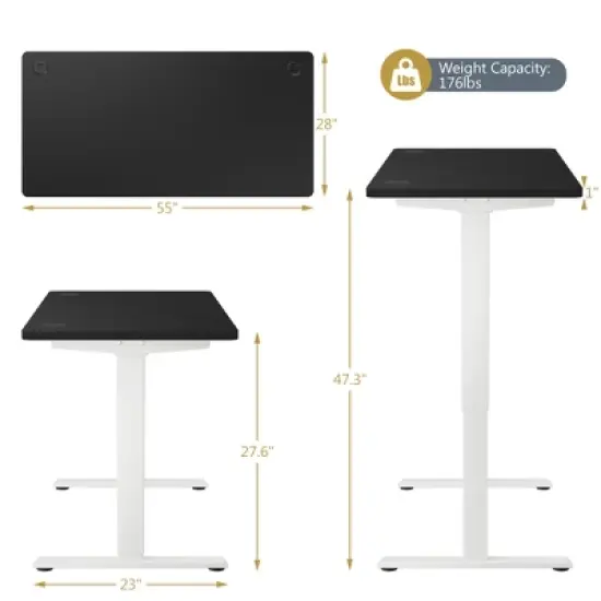 Costway Ergonomic  Electric Adjustable Standing up Desk Dual Motor w/ Controller image {1}