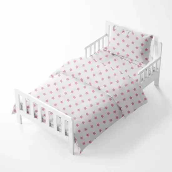 Bacati - Stars Pink Ikat Muslin 4 pc Toddler Bedding Set.. image {1}