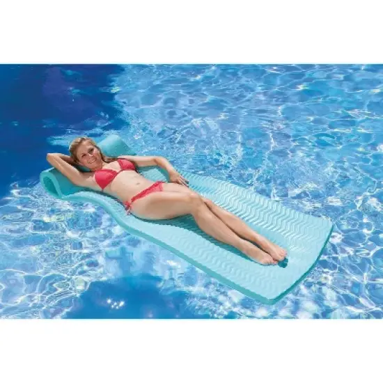 Northlight 74" Icy Blue Floating Foam Swimming Pool Mattress Lounger with Head Rest image {2}