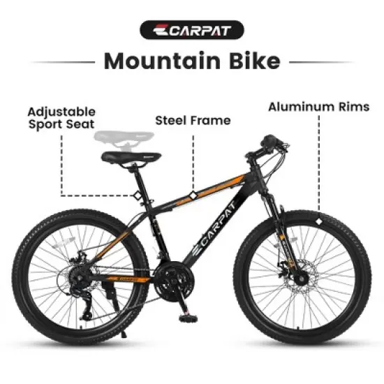 Gulches 26" Mountain Bike, 17" Steel Suspension Frame,21-Speed, Mechanical Disc Brakes, Puncture-Resistant Tires image {6}