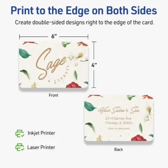 Avery Printable Cards with Rounded Corners, 4" x 6", Matte White, 20ct image {5}