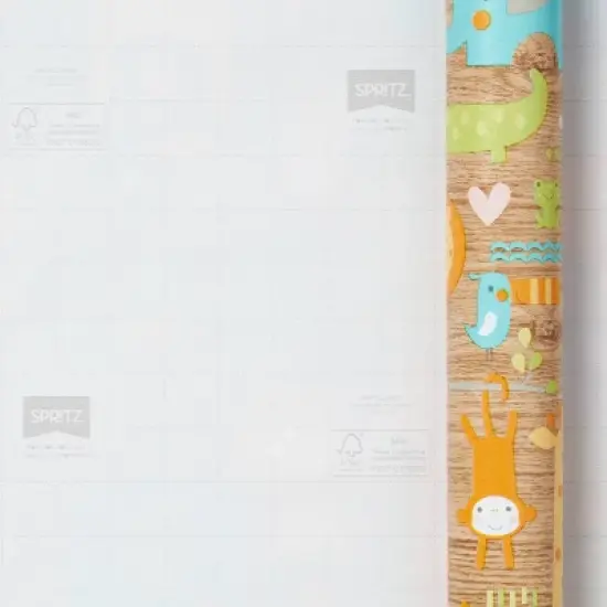 8x2.5' Baby Animals on Woodgrain Baby Shower Gift Wrapping Paper - Spritz&trade; image {2}