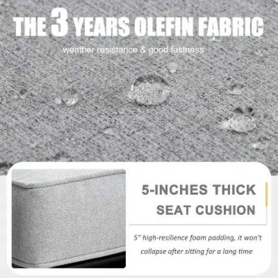 LayinSun Outdoor Aluminum Furniture Set, 4 Pieces Patio Sectional Conversation Chat Sofa Modern Seating Set with Coffee Table image {2}