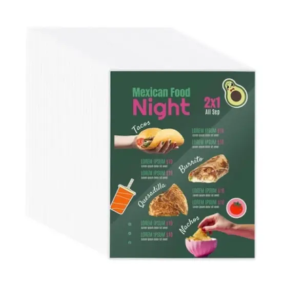 WeChef 8.5"x11" Double-Sided All Clear Vinyl Menu Cover 2 View Plastic Menu Holder Top Loading Restaurant Cafe 30 Pack image {7}