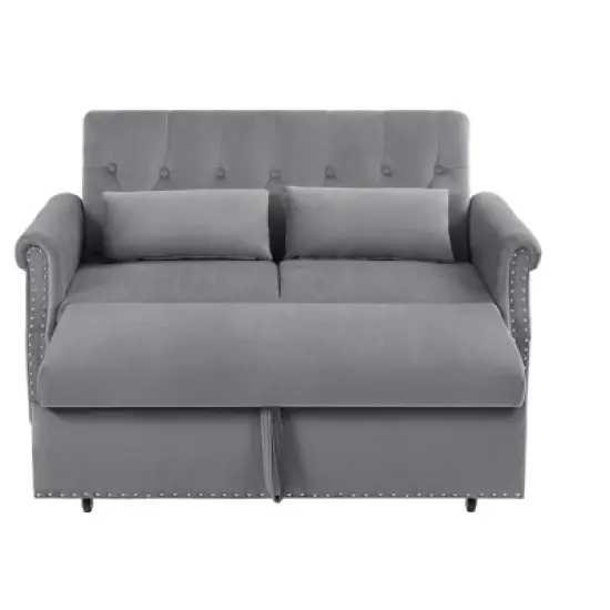 NicBex 55 Inch Loveseat Sofa with Pull-Out Bed and Adjustable Backrest Upholstered Sleeper Sofa Couch with 2 Lumbar Pillows for Living Room image {6}