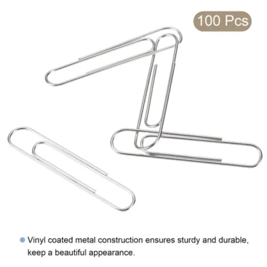 Unique Bargains Medium Size Metal Prevent Tearing Pages Office Paper Clip with Box image {2}
