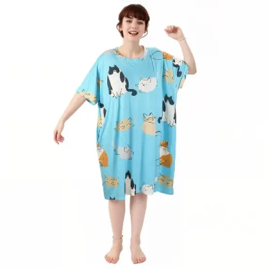 Catalonia Womens Plus Size Pajama Tops, Oversized Sleepwear Graphic Tees, Long Nightgown with Hidden Pockets, Sleep Shirts Dress, Gift Ideas for Moms image {7}