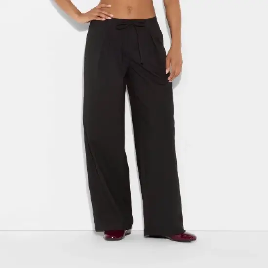 Women's Mid-Rise Waist Tie Slouchy Wide Leg Trousers - Wild Fable&trade; image {1}