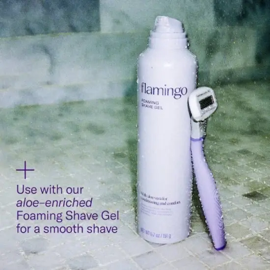 Flamingo 5-Blade Women's Razor - 1 Razor Handle + 2 Razor Blade Refills image {4}