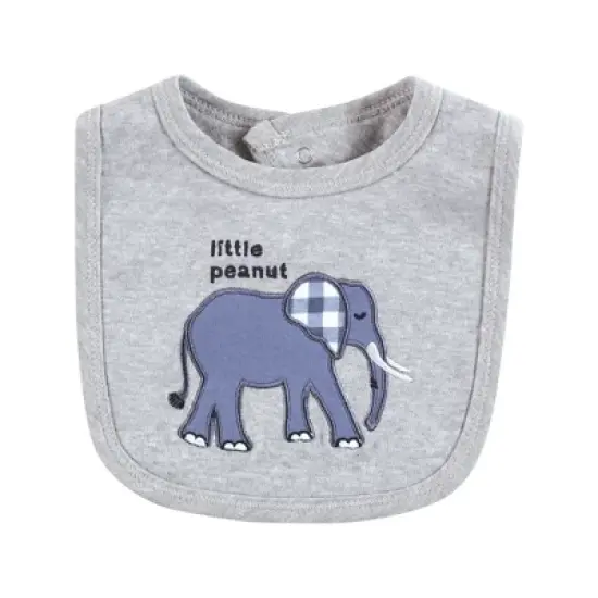 Touched by Nature Infant Boy Organic Cotton Bibs, Blue Peanut, One Size image {2}