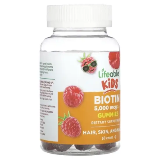Lifeable Kids Biotin Gummies, Natural Raspberry, 60 Gummies (2,500 mcg per Gummy) image {3}