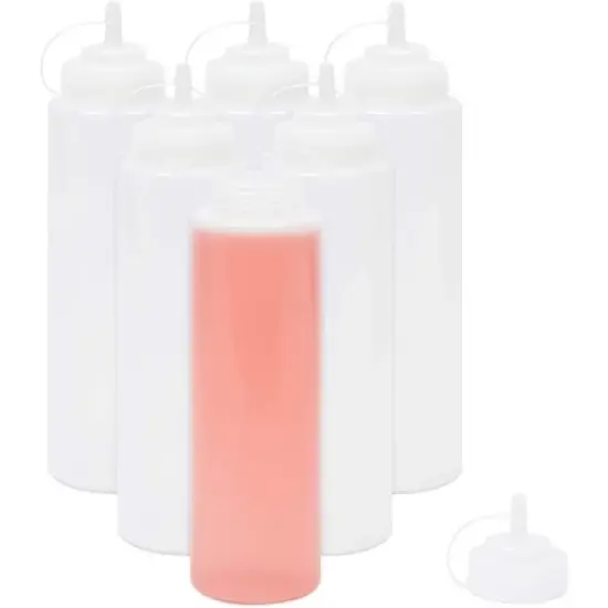 Juvale 6 Pack Plastic Condiment Squeeze Bottles for Restaurants, Clear (29 oz) image {1}