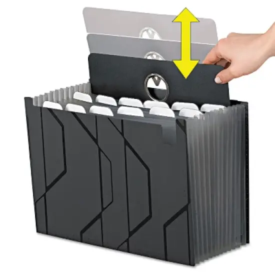 Pendaflex Sliding Cover Expanding File 13 Pockets 1/6 Tab Letter Black 02327 image {4}