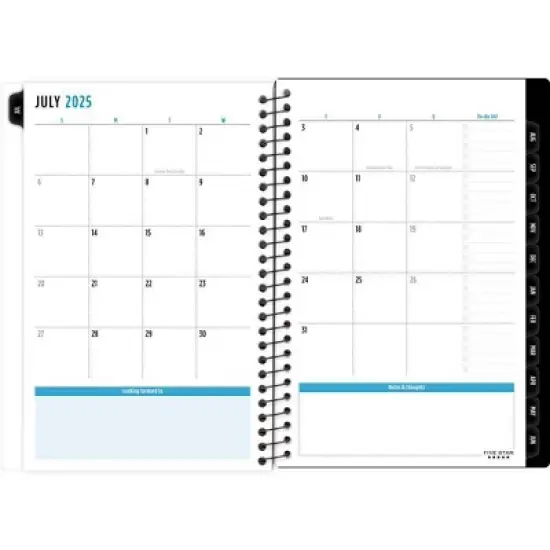 Five Star 5.5"x8.5" 2025-2026 Weekly/Monthly Black and White Floral Small Dark Daisies Planner image {2}