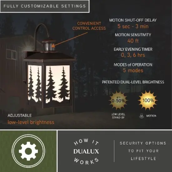 VAXCEL Yosemite Bronze Motion Sensor Dusk to Dawn Rustic Outdoor Wall Light White Glass image {3}