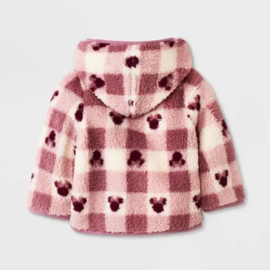 Baby Girls' Disney Mickey Mouse & Friends Printed Zip-Up Sweatshirt - White/Purple image {1}