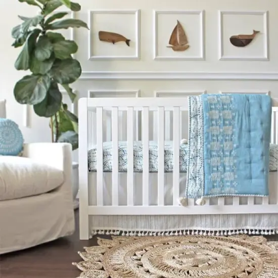 Crane Baby Quilted Baby Reversible Blanket - Caspian Chambray image {6}