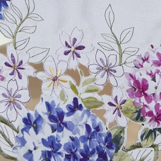 Spring Hydrangea Floral Cutwork Table Runner - Multicolor - 13x70 - Elrene Home Fashions image {2}