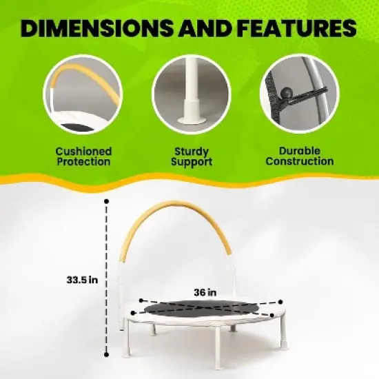 HomeStock 36 inch Indoor and Outdoor Toddler Trampoline with bungie cords, Powder Coated Rust Resistant, Perfect for Young Children image {4}