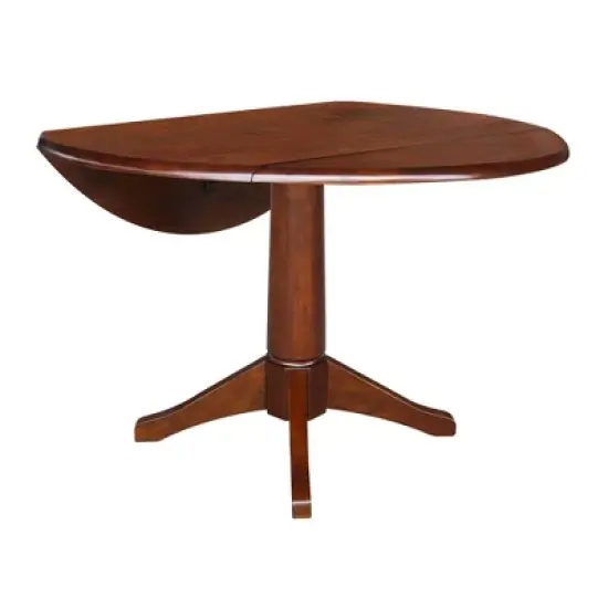 30.3" Thea Round Dual Drop Leaf Extendable Dining Table Espresso Brown - International Concepts image {3}