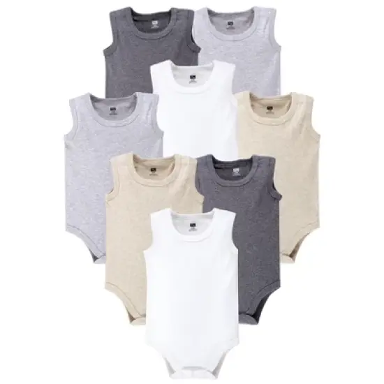 Hudson Baby Cotton Sleeveless Bodysuits 8pk, Heather Gray image {5}