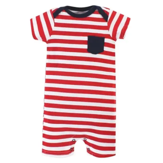 Hudson Baby Infant Boy Cotton Rompers 3pk, Captain image {3}