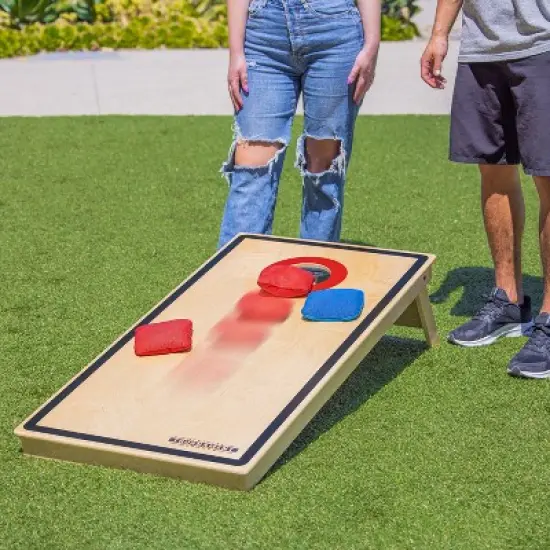 GoSports Tournament Edition Regulation Cornhole Board Game Set - 4 ft x 2 ft Wood Boards with 8 Dual Side Bean Bags image {2}