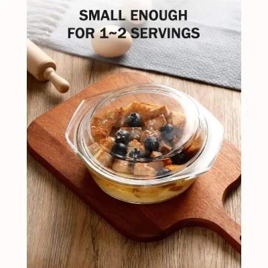 Itopfox Clear Round Glass Casserole with Lid, Microwave & Oven Safe Bakeware, Freezer & Dishwasher Friendly, Easy Grab Baking Dish image {4}