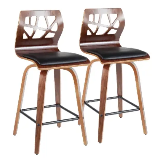 Set of 2 Folia Mid-Century Modern Counter Height Barstools - LumiSource image {9}