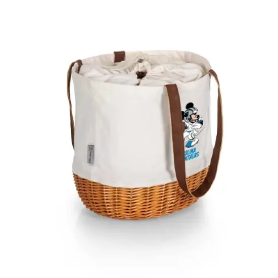 NFL Carolina Panthers Mickey Mouse Coronado Canvas and Willow Basket Tote - Beige Canvas image {1}