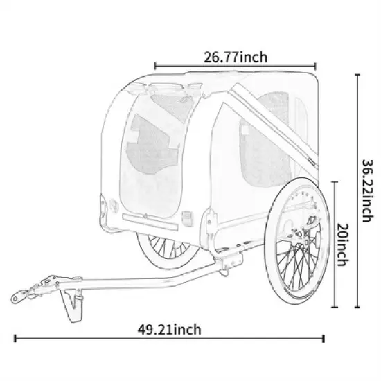 XINGHANZHENXUAN Large Folding Bike Trailer for Dogs, All-Terrain Pet Carrier for Cycling, Jogging, Camping, Outdoor Adventures image {14}
