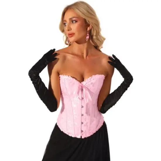 Allegra K Women's Victorian Style Strapless Lace Up Bustier Top image {10}