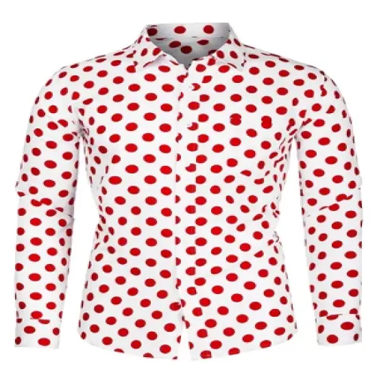 Lars Amadeus Men's Shirts Polka Dots Long Sleeve Slim Fit Printed Dress Button Down Shirt image {17}