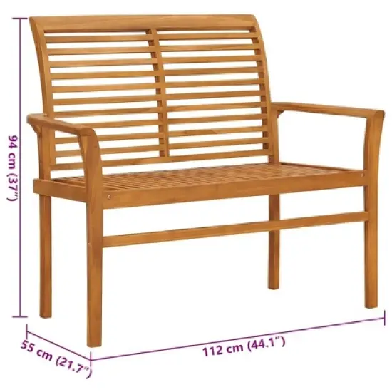 vidaXL Outdoor Patio Bench Garden Bench with Cushion for Porch Solid Wood Teak - Cream image {7}