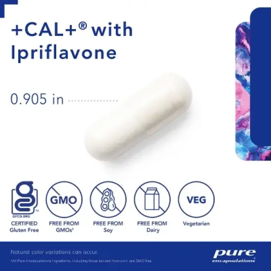 Pure Encapsulations +Cal+ with Ipriflavon - Mineral, Vitamin, and Herbal Supplement to Promote Skeletal Strength image {2}