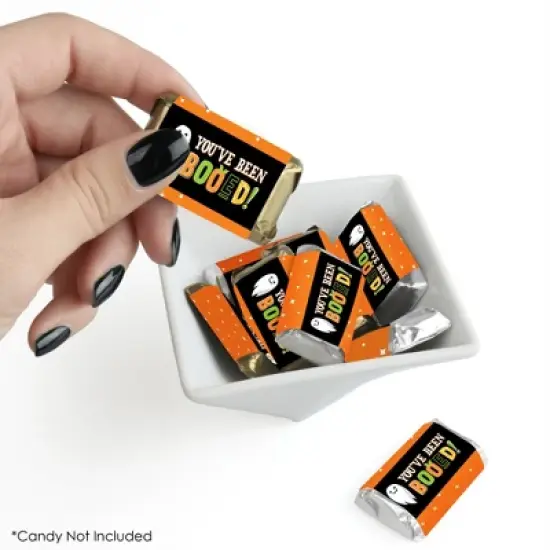 Big Dot of Happiness You've Been Booed - Mini Candy Bar Wrapper Stickers - Ghost Halloween Party Small Favors - 40 Count image {1}