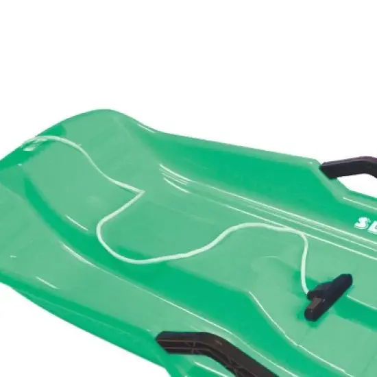 Slippery Racer Downhill Thunder Flexible Kids Toddler Plastic Toboggan Snow Sled with Built In Brake System, Pull Rope, and Handle Grips, Green image {2}