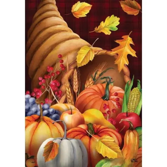 Fall Bounty Cornucopia Garden Flag Thanksgiving Autumn 12.5"x18" Briarwood Lane image {2}