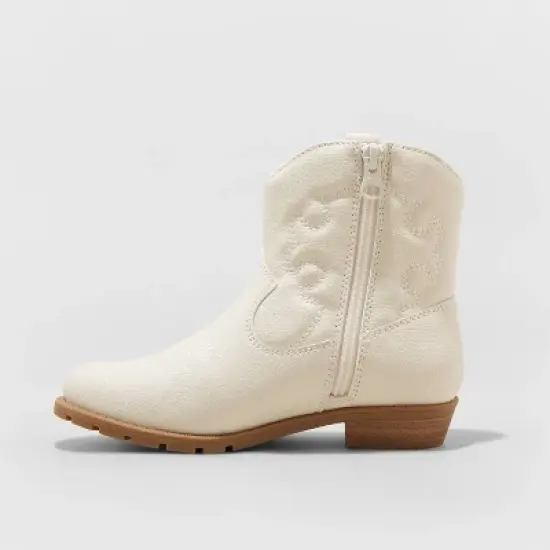 Girls' Ashleigh Zipper Western Boots - Cat & Jack&trade; Ivory image {1}