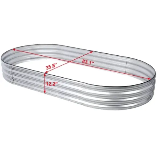 7x3x1 FT Galvanized Raised Garden Bed,Outdoor Oval Metal Planter Box,Large Raised Garden Bed,Oval Large Metal Raised Garden Beds for Vegetables image {1}