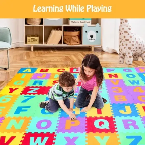 Babyjoy Kids Foam Interlocking Puzzle Play Mat w/Alphabet & Numbers 72-Piece Set image {4}