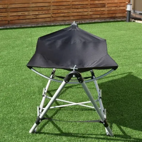 Costway Black Portable Folding Hammock Lounge Camping Bed Steel Frame Stand W/Carry Bag image {3}