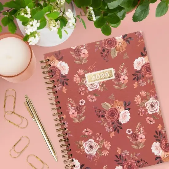 greenroom Planner 2026 Weekly/Monthly 6.22"x8.2" Medium Hardcover Vintage Floral Terra Cotta image {7}